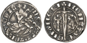LOTHRINGEN. Ferri IV., 1312-1329 
Quart de Gros, dit Spadin. Reiter / Schwert zwischen zwei Adlern.
DS 3/19, Flon 389/87 (Ferri III.) = 393/1 ss