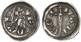 LOTHRINGEN. Ferri IV., 1312-1329 
Denier. Stehender Herzog F.DVX / Schwert NANCEI.
DS 3/20, Flon 390/88 (Ferri III.) = 394/5 ss