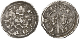 LOTHRINGEN. Ferri IV., 1312-1329 
Reiterdenier. Reiter / Schwert zwischen zwei Adlern.
DS 3/21, Flon 388/81 f. ss