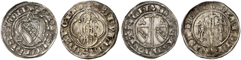 LOTHRINGEN. Raoul, 1329-1346 
Lot von 2 Stück: Quart de Gros. Wappen in Dreipaß...