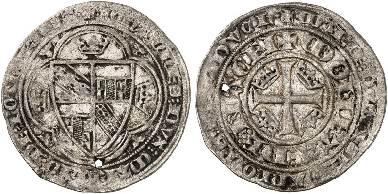 LOTHRINGEN. Marie de Blois, régente 1346-1352 
Plaque. Wappen in Vierpaß / Kreu...