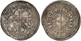LOTHRINGEN. Jean I., 1346-1390 
Plaque. Wappen in Vierpaß / Kreuz in doppeltem Schriftkreis.
DS 6/1, Flon 411/1 Prägeschwäche, f. ss
