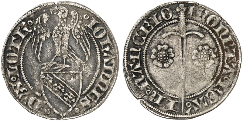 LOTHRINGEN. Jean I., 1346-1390 
Gros. Adler auf Wappen / Schwert zwischen zwei ...