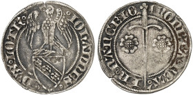 LOTHRINGEN. Jean I., 1346-1390 
Gros. Adler auf Wappen / Schwert zwischen zwei Rosen.
DS 6/14, Flon 420/40, Slg. Robert 1330 ss