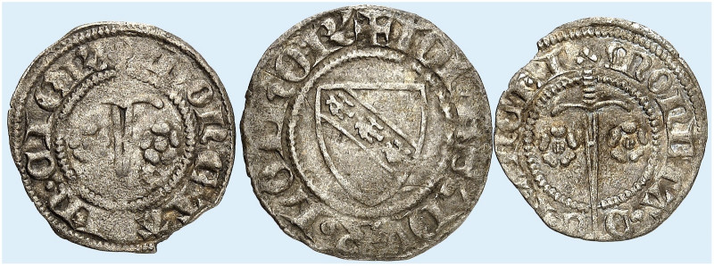 LOTHRINGEN. Jean I., 1346-1390 
Lot von 3 Stück: Deniers (2). Adler auf Wappen ...