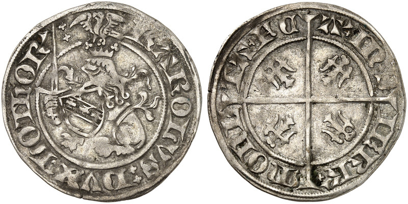LOTHRINGEN. Charles II., 1390-1431 
Gros au lion, Sierck. Sitzender Löwe mit Ad...