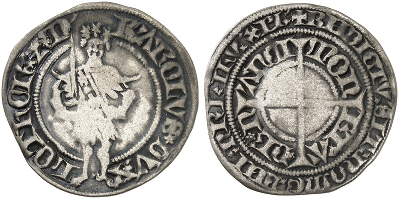 LOTHRINGEN. Charles II., 1390-1431 
Gros. Stehender Herzog / Kreuz in doppeltem...