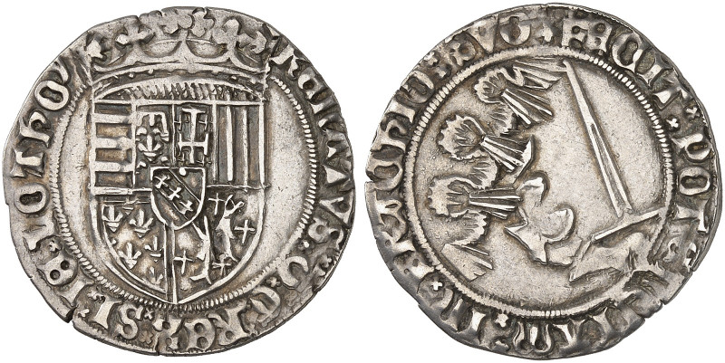 LOTHRINGEN. René II., 1473-1508 
Double Gros o. J. Gekröntes Wappen / Schwertar...