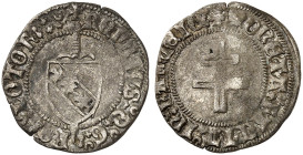 LOTHRINGEN. René II., 1473-1508 
Blanc o. J. Wappen auf Schwert, Schrift endet: REX LOTOR (!) / Lothringer Kreuz.
DS 14/5 var., Flon 571/64 var. f. ...