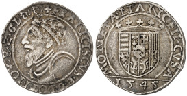 LOTHRINGEN. François I., 1544-1545 
Teston 1545.
DS 17/8, Flon 602/2, Slg.. Robert 1439 R ! f. ss