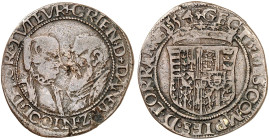 LOTHRINGEN. Christine de Danemark et Nicolas de Vaudémont, 1545-1555 
Kupferjeton 1554. Zwei Büsten zugewandt / Wappen.
Feuardent 7449, Slg. Robert ...