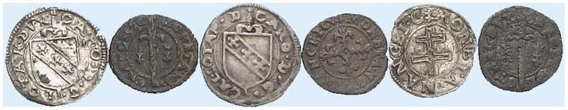 LOTHRINGEN. Charles III., 1545-1608 
Lot von 6 Stück: Liard o. J. (nach 1545), ...