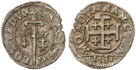 LOTHRINGEN. Charles III., 1545-1608 
Double Denier 1581. Schwert zwischen zwei gekrönten Doppelkreuzen / Krückenkreuz.
DS 22/6 var., Flon 649/109 ss...