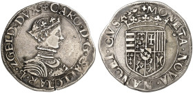 LOTHRINGEN. Charles III., 1545-1608 
Teston o. J. (nach 1557), Mzz. Blattranke = Hugues Courcol, Punkt unter dem T von MONETA.
DS 19/7 var., Flon 63...