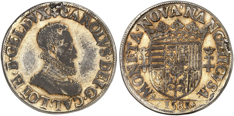 LOTHRINGEN. Charles III., 1545-1608 
Florin d'argent 1581. Brustbild / Wappen z...