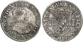 LOTHRINGEN. Charles III., 1545-1608 
Teston 1581. Altersbüste / Wappen.
DS 22/2, Flon 647/98 korrodiert, s - ss