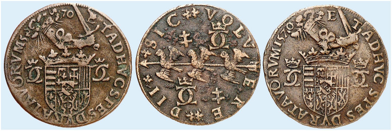 LOTHRINGEN. Charles III., 1545-1608 
Lot von 3 Stück: Kupferjetons 1570 (2x, 1x...