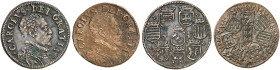 LOTHRINGEN. Charles III., 1545-1608 
Lot von 2 Stück: Kupferjetons 1588, o. J. (22 u. 23 mm). Rs. Acht Wappen in unterschiedlicher Anordnung.
Feuard...
