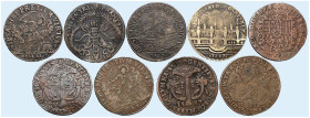 LOTHRINGEN. Charles III., 1545-1608 
Lot von 9 Stück: Kupferjetons 1563-1596, 1612, 1662.
Feuardent 7474, 7476, 7477, 7480a, 7493, 7496, 7547 (Franz...
