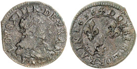 LOTHRINGEN. Französische Besetzung unter Louis XIII., 1634-1643 
Double Lorrain 1636, Stenay (Meuse). Wie der Vorige.
kl. ZE, s - ss