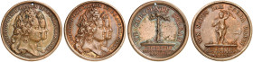 LOTHRINGEN. Leopold, 1690-1729 
Lot von 2 Stück: Bronzemedaillen 1704 (von Mauger, 35,0 u. 34,9 mm), auf die Geburt des Prinzen Louis in Lunéville am...