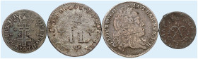 LOTHRINGEN. Leopold, 1690-1729 
Lot von 4 Stück: Blanc de Quatre Deniers o. J. (1701), 30 Deniers o. J. (1710), 12 Deniers 1726, Masson 1728.
Flon 8...