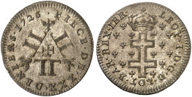 LOTHRINGEN. Leopold, 1690-1729 
30 Deniers 1726. 6 L im Dreieck / Lothringer Kreuz.
Flon 928/155 vz