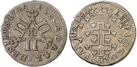 LOTHRINGEN. Leopold, 1690-1729 
60 Deniers 1726. 6 L im Dreieck / Lothringer Kreuz.
DS 32/9, Flon 927/154 ss