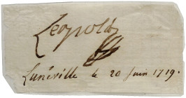 LOTHRINGEN. Leopold, 1690-1729 
Autograph: Briefausschnitt mit Originalunterschrift des Herzogs Leopold, Lunéville 20. Juni 1719.