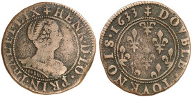PHALSBOURG ET LIXHEIM. Henriette de Lorraine-Vaudémont, 1630-1635 
Double Tournois 1633, mit LO statt LOR.
Flon 14 s - ss