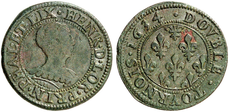 PHALSBOURG ET LIXHEIM. Henriette de Lorraine-Vaudémont, 1630-1635 
Double Tourn...