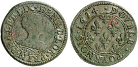 PHALSBOURG ET LIXHEIM. Henriette de Lorraine-Vaudémont, 1630-1635 
Double Tournois 1634, ohne Lambel.
Flon 16 (ungenau) ss