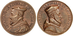 LOTHRINGEN. 
Bronzemedaille 1578 (unsigniert, 40,3 mm). Brustbilder der Kardinäle Louis de Guise / Charles de Lorraine. Mit Randpunze: Füllhorn BRONZ...