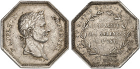 LOTHRINGEN. 
Achteckige Silbermedaille 1806 (von Tiolier, 30,5 x 30,5 mm), auf die Verpachtung der Salines de l'Est für 99 Jahre. Büste Napoléons I. ...