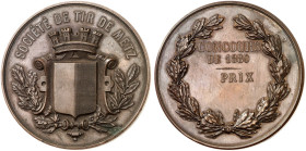 STÄDTE IN LOTHRINGEN. Metz 
Bronzemedaille 1880 (französisch, o. Widmung unsigniert, 61,3 mm), Schützenpreis. Wappen unter der Mauerkrone / Schrift i...