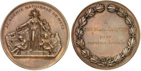 STÄDTE IN LOTHRINGEN. Metz 
Bronzemedaille o. J. (graviert 1921, von Bescher, 45,7 mm), Académie Nationale. Industrie- Allegorie / Widmung an Mlle. M...
