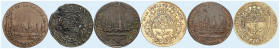 STÄDTE IN LOTHRINGEN. Nancy 
Lot von 6 Stück: Verschiedene Bronze- und Messingjetons 1617-1793 (unsigniert, 27,5 - 29,1 mm), alle mit Stadtansicht.
...