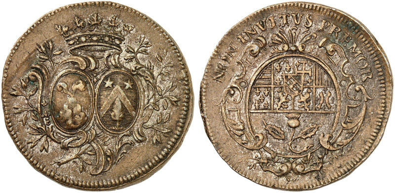 STÄDTE IN LOTHRINGEN. Nancy 
Bronzejeton o. J. (unsigniert, 30,5 mm). Wappen de...