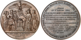 STÄDTE IN LOTHRINGEN. Nancy 
Bronzemedaille 1865 (von Caque, 81,2 mm), auf die Wiedereröffnung der École de droit durch Napoléon III. Adler über sieb...