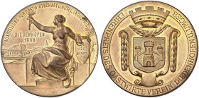 STÄDTE IN LOTHRINGEN. Thionville (Diedenhofen) 
Vergoldete Bronzemedaille 1908 (deutsch, von Mayer u. Wilhelm, Stuttgart, 60,0 mm). Ehrenpreis des Ga...