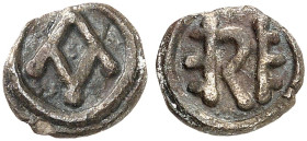 METZ. - Merowinger. Dagobert II. (oder III.), 711-715 oder Thierry III., 720-737, Könige von Austrasien 
Kupfer-Denier (Obol ?), 8. Jhdt. Buchstabe A...