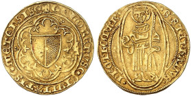 METZ. - Stadt. 
Goldgulden o. J. (15./16. Jhdt.). Wappen / St. Stephanus in geschlossener Mandorla.
Friedb. 164, Flon 517/3 ff., DS 1 Gold ss+