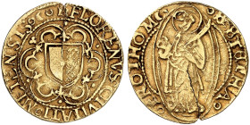 METZ. - Stadt. 
Goldgulden o. J. Ähnlich wie der Vorige.
Gold kl. SR, ss