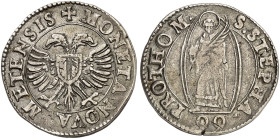 METZ. - Stadt. 
Teston 1599.
Flon 742/5, Slg. Robert 833 kl. Sfr., ss