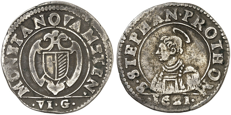 METZ. - Stadt. 
Demi Franc zu 6 Groschen 1621.
Flon - (Jahrgang erwähnt S. 747...