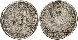 METZ. - Stadt. 
Franc Messin zu 12 Groschen 1659, wie vorher.
Flon - (Jahrgang erwähnt S. 743), Slg. Robert 843 Kr., ss