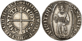 METZ. - Stadt. 
Gros, Ende 14. Jhdt. Stephanus in Elipse, Gesichter in den O's / Langkreuz.
Flon 518/1, DS 1, Slg. Robert 755 ss - vz