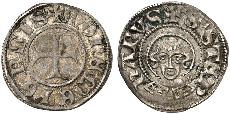 METZ. - Stadt. 
Demi Bugne (Double Denier) o. J. Kopf des Stephanus / Kreuz.
F...