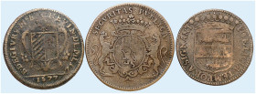 METZ. - Stadt. 
Lot von 3 Stück: Kupferjetons 1677, Meisterschöffe Bernhard de Pellart de Givry, 1680, Thomas de Bérard, 1703, Pierre de Rissan.
Slg...