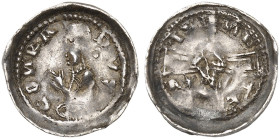 METZ. - Bistum. Conrad I. von Scharfenberg, 1212-1224 
Denier. Büste n. links, dahinter drei Kugeln / Kreuz mit aufgelegter Hand.
Flon 211/1-2 s - s...